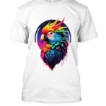 camiseta personalizada con estampado de loro multicolor diseño artístico