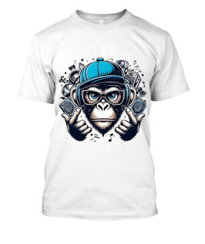 camiseta personalizada con estampado de mono dj y auriculares