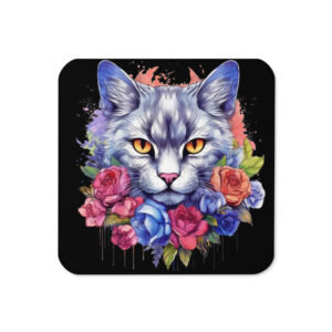 posavasos de corcho gato floreado